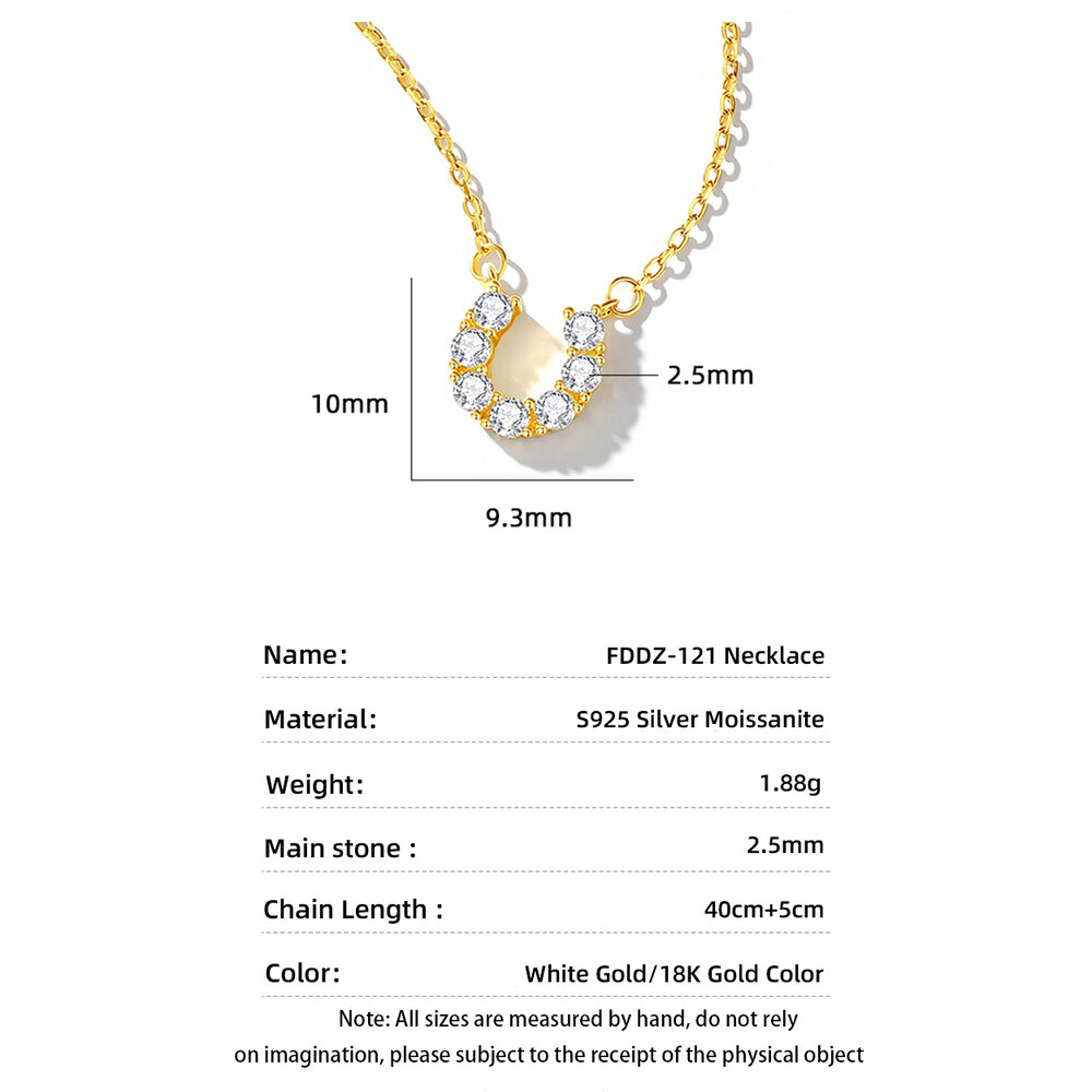 Simple Series Elegant Horseshoe-Shaped 925 Sterling Silver Color Rhodium Plating Women's Moissanite Necklaces h5Picture4