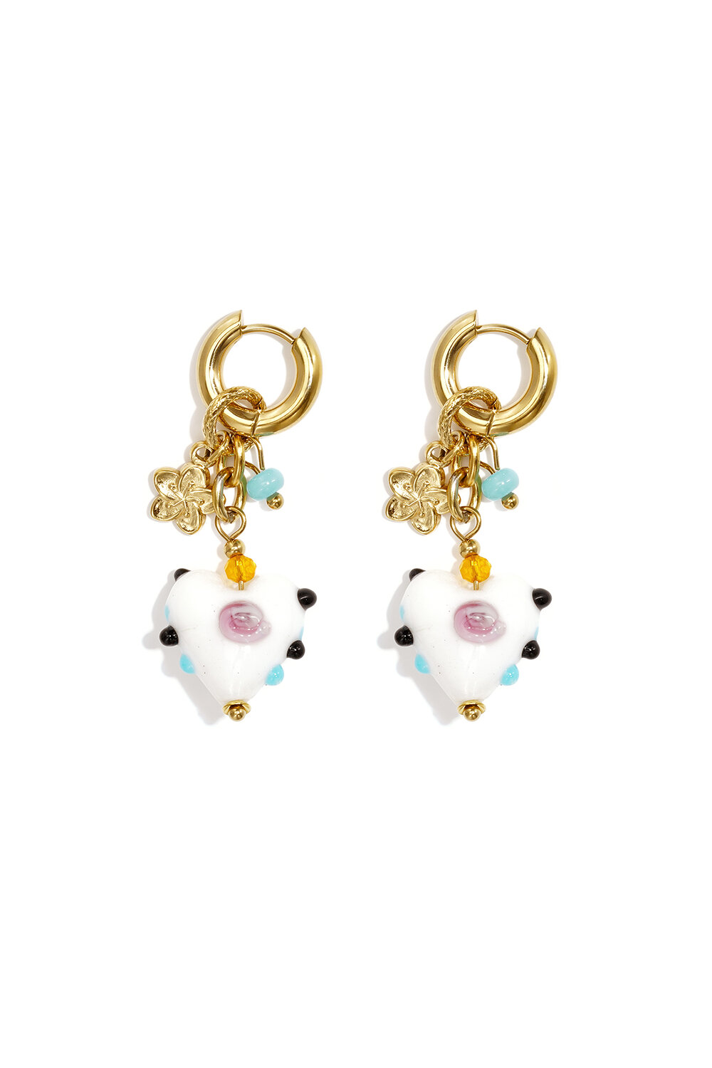 Boucles D'Oreilles En Acier Inoxydable Avec Perles En Forme De Cœur, Collection Romantique Décontractée Pour Le Quotidien, Bijoux Pour Femmes