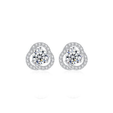 Luxurious Series Simple Geometric Shape 925 Sterling Silver Color Rhodium Plating Women's Moissanite Earrings