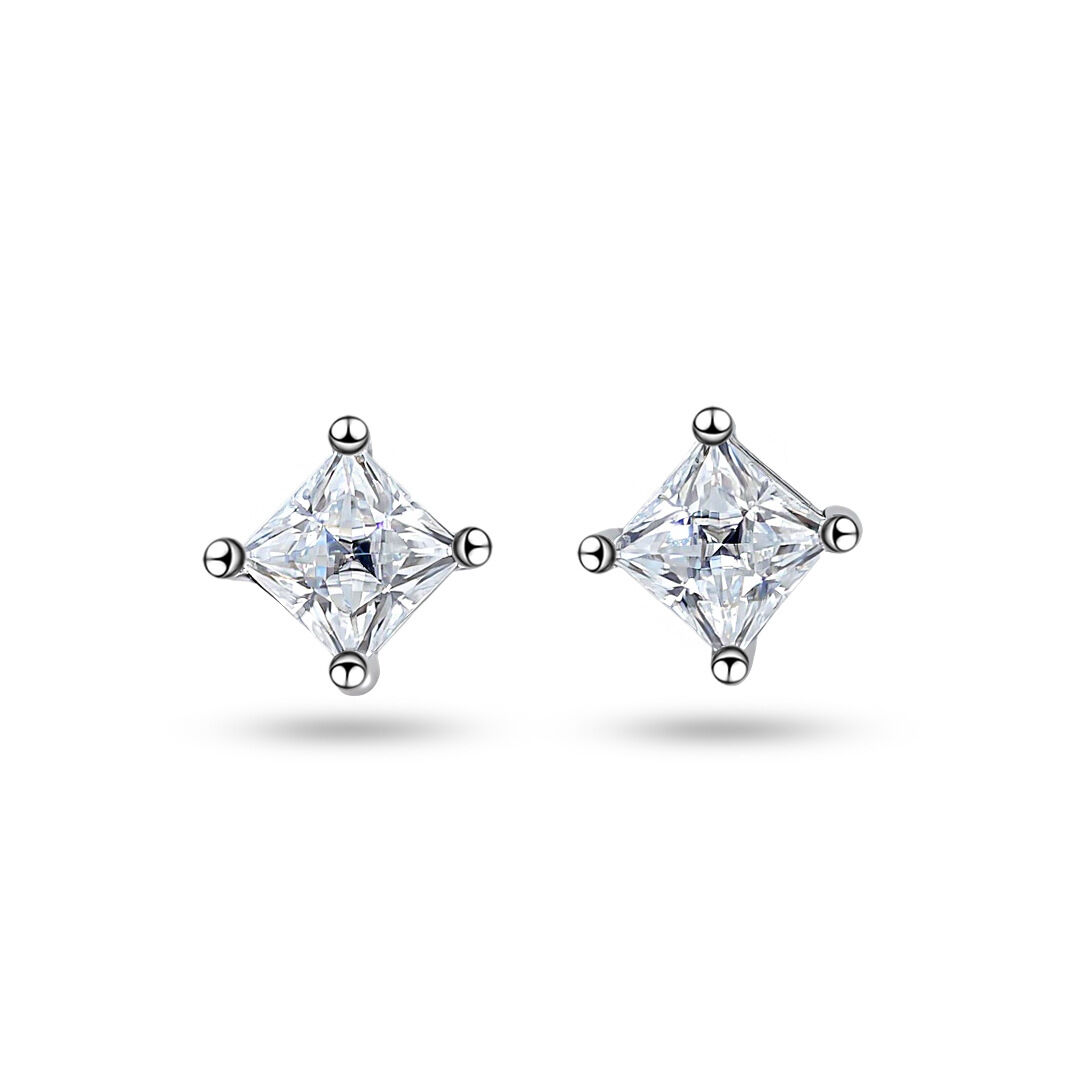 Simple Series Elegant Geometric Shape 925 Sterling Silver Color Rhodium Plating  Women's Moissanite Earrings 