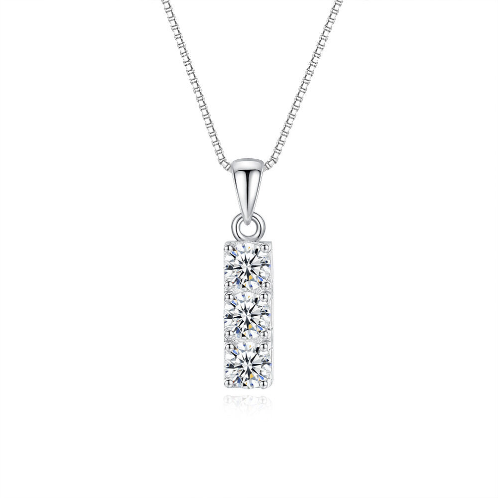 Romantic Series Elegant Rectangle 925 Sterling Silver Color Platinum Plating  Women's Moissanite   Necklaces