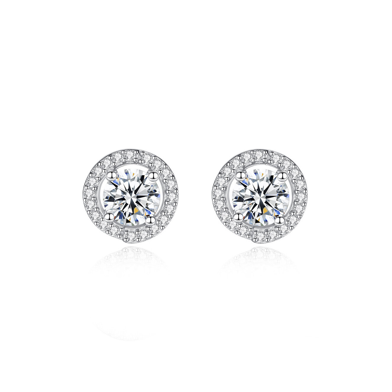 Luxurious Series Simple Circle 925 Sterling Silver Color Rhodium Plating Women's Moissanite Earrings h5 