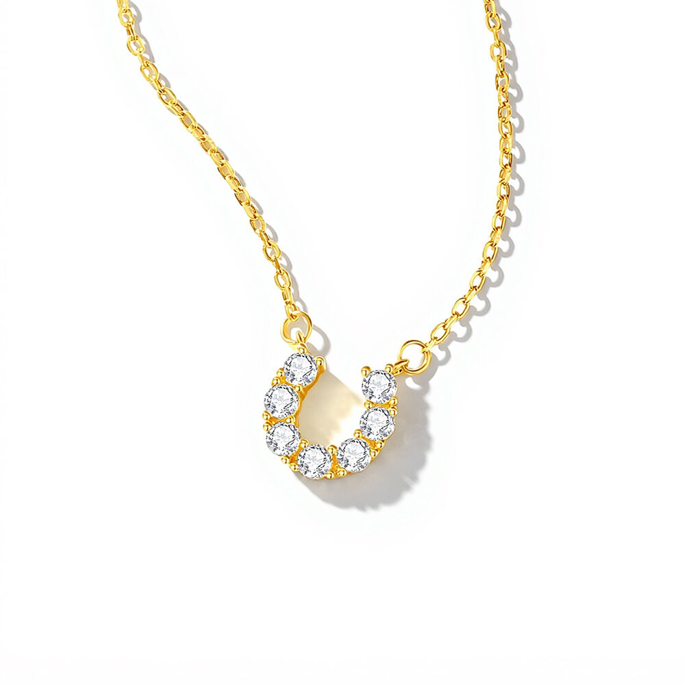 Simple Series Elegant Horseshoe-Shaped 925 Sterling Silver Color Rhodium Plating  Women's Moissanite   Necklaces
