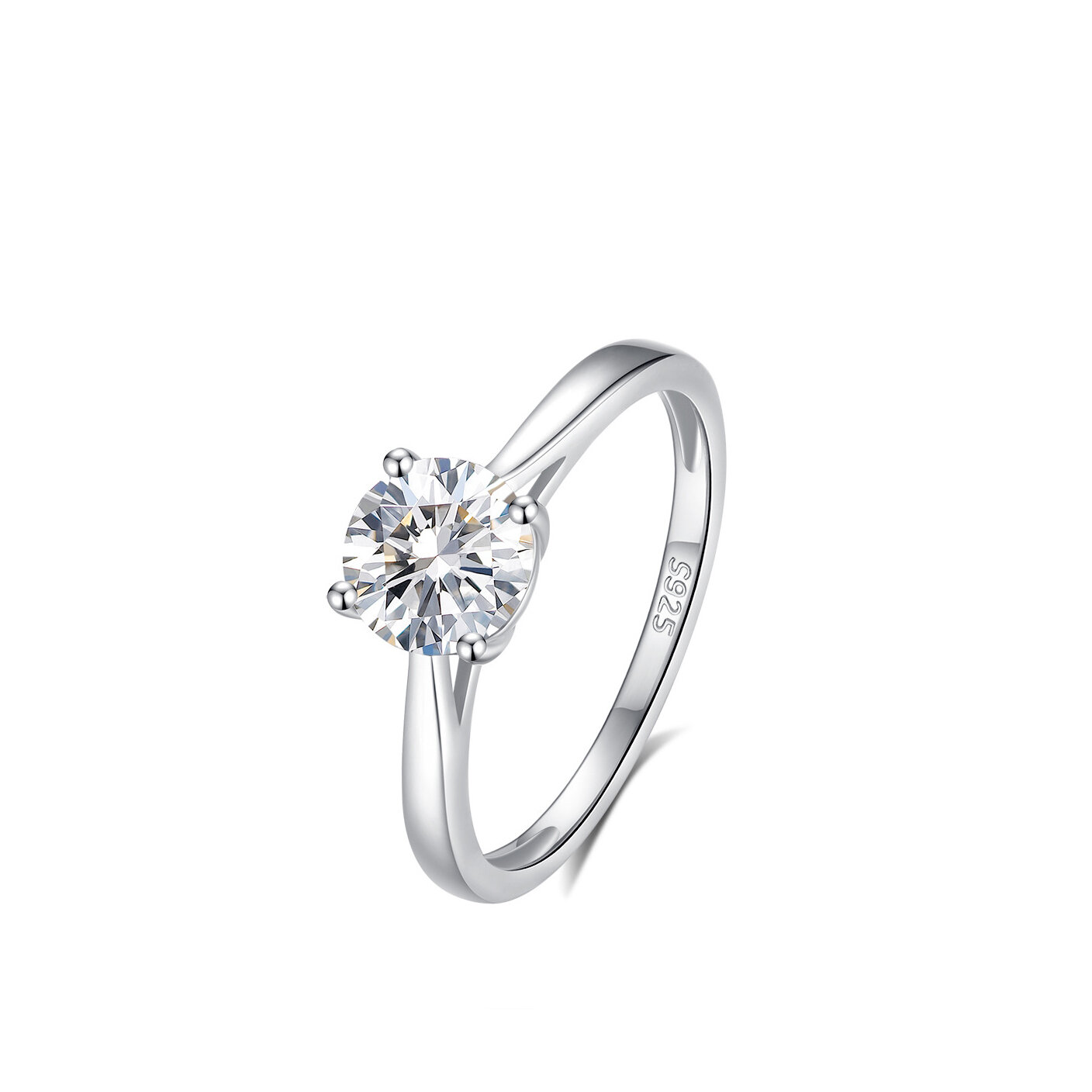 Simple Series Elegant Circle 925 Sterling Silver Color Platinum Plating Moissanite Women's Moissanite Rings