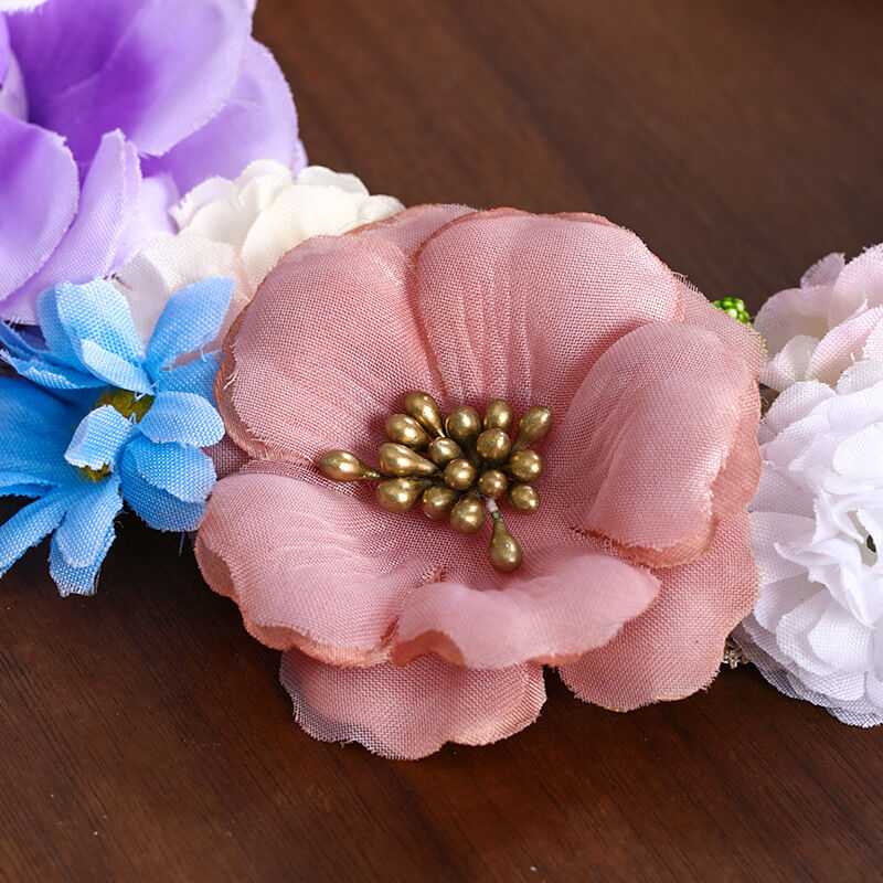 Romantik Seri Doğal Çiçek Gül Yaprağı Dokuma Kumaş Gelin Başlığı Çiçek Çelenk h5Resim3