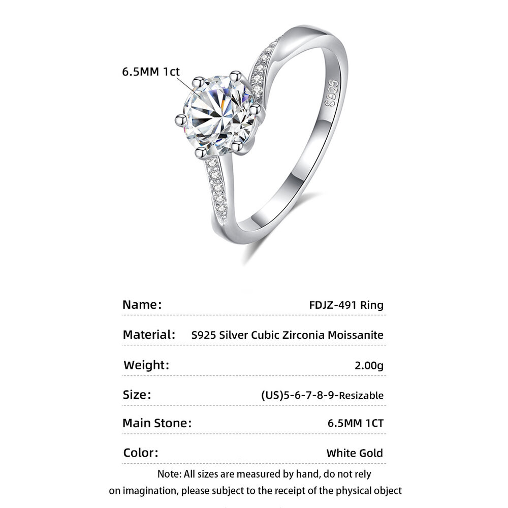 Luxurious Series Simple Irregular Shape 925 Sterling Silver Color Platinum Plating Women's Moissanite Rings h5Picture4