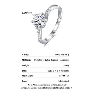 Luxurious Series Simple Irregular Shape 925 Sterling Silver Color Platinum Plating Women's Moissanite Rings h5 Picture4