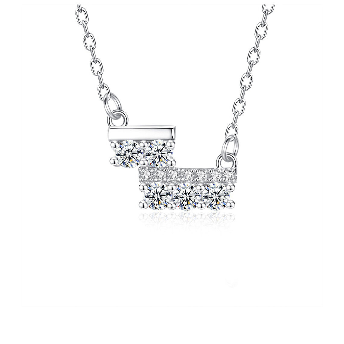 Simple Series Cute Irregular Shape 925 Sterling Silver Color Rhodium Plating  Women's Moissanite   Necklaces 