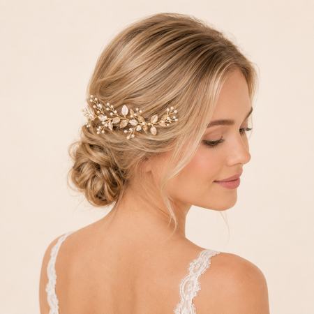 Luxurious Series Elegant Leaf Imitation Pearl Artificial Pearl Hair Bands