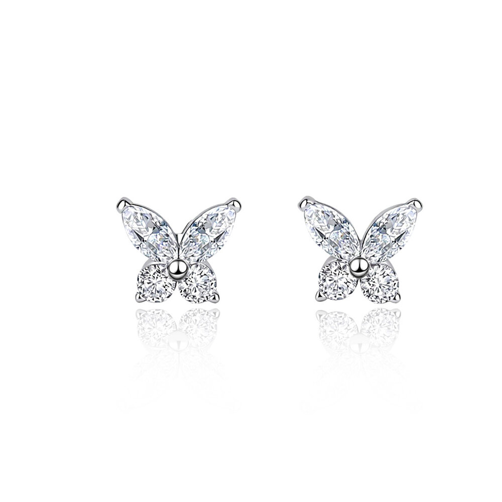 Simple Series Daily Irregular Shape 925 Sterling Silver Color Platinum Plating Women's Moissanite Earrings
