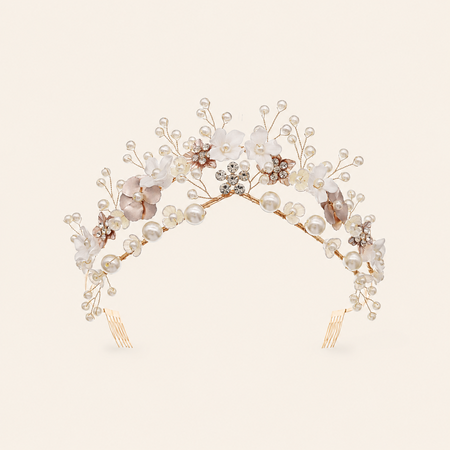 Romantische Serie Elegante Bloem Imitatie Parel Strass Kunstparel Haarkronen