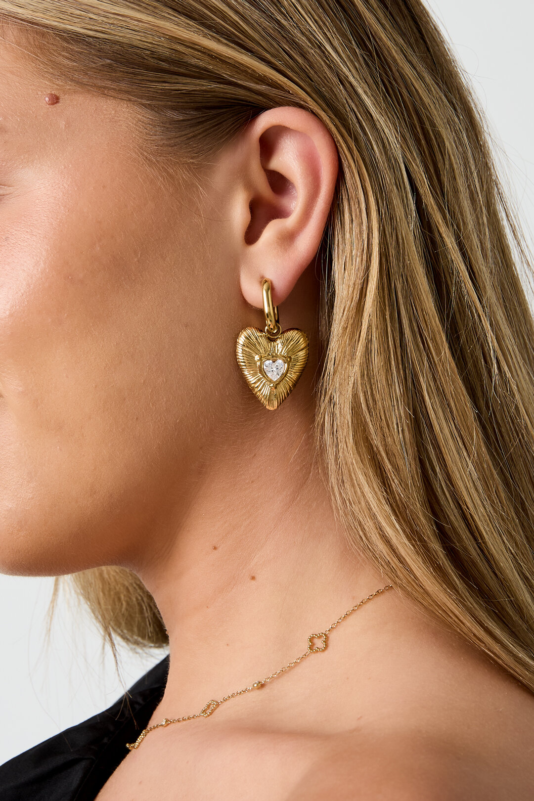 14K Gold Plated Stainless Steel Drop Earrings Heart Simple Daily Simple Series Women's jewelry 2