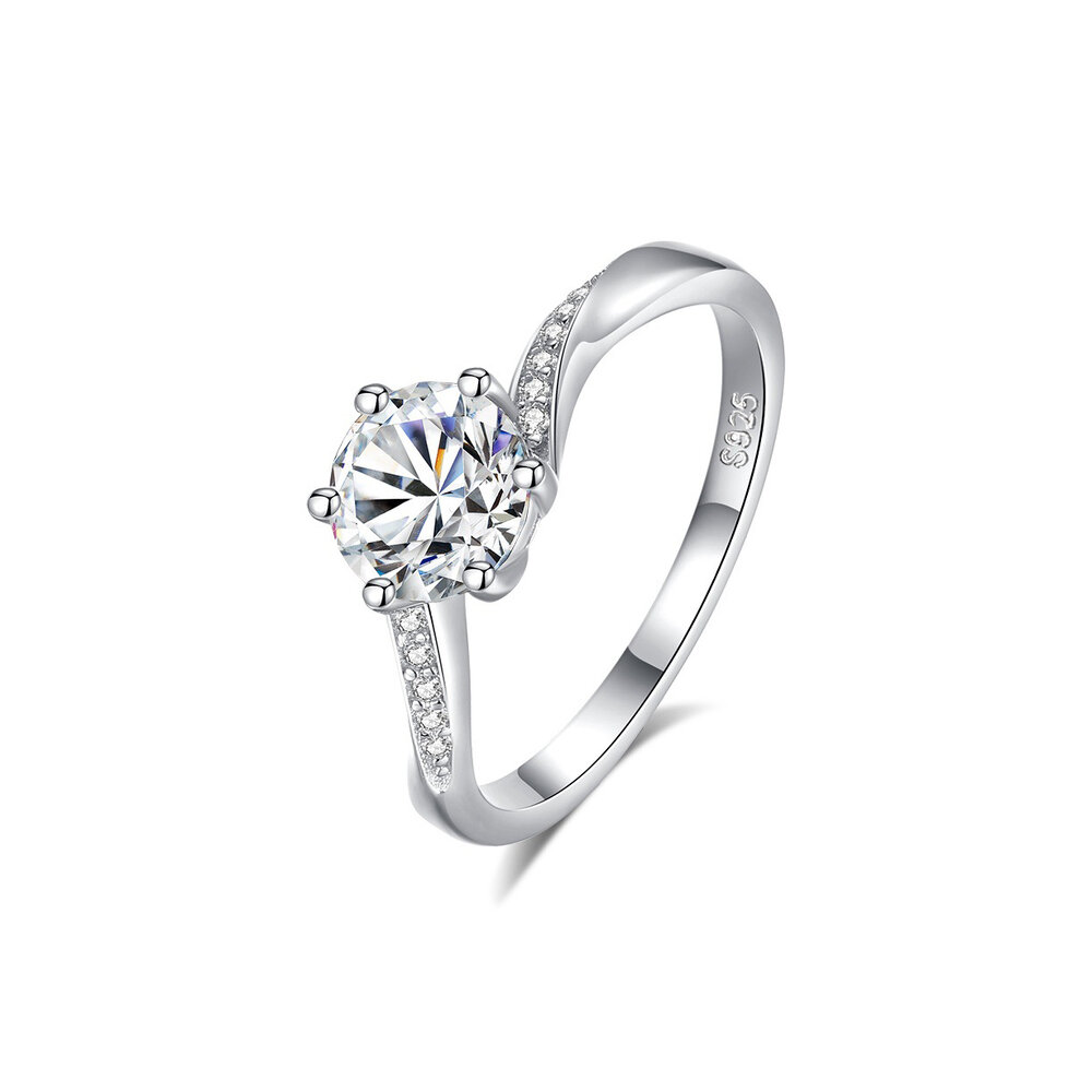 Luxurious Series Simple Irregular Shape 925 Sterling Silver Color Platinum Plating Women's Moissanite Rings