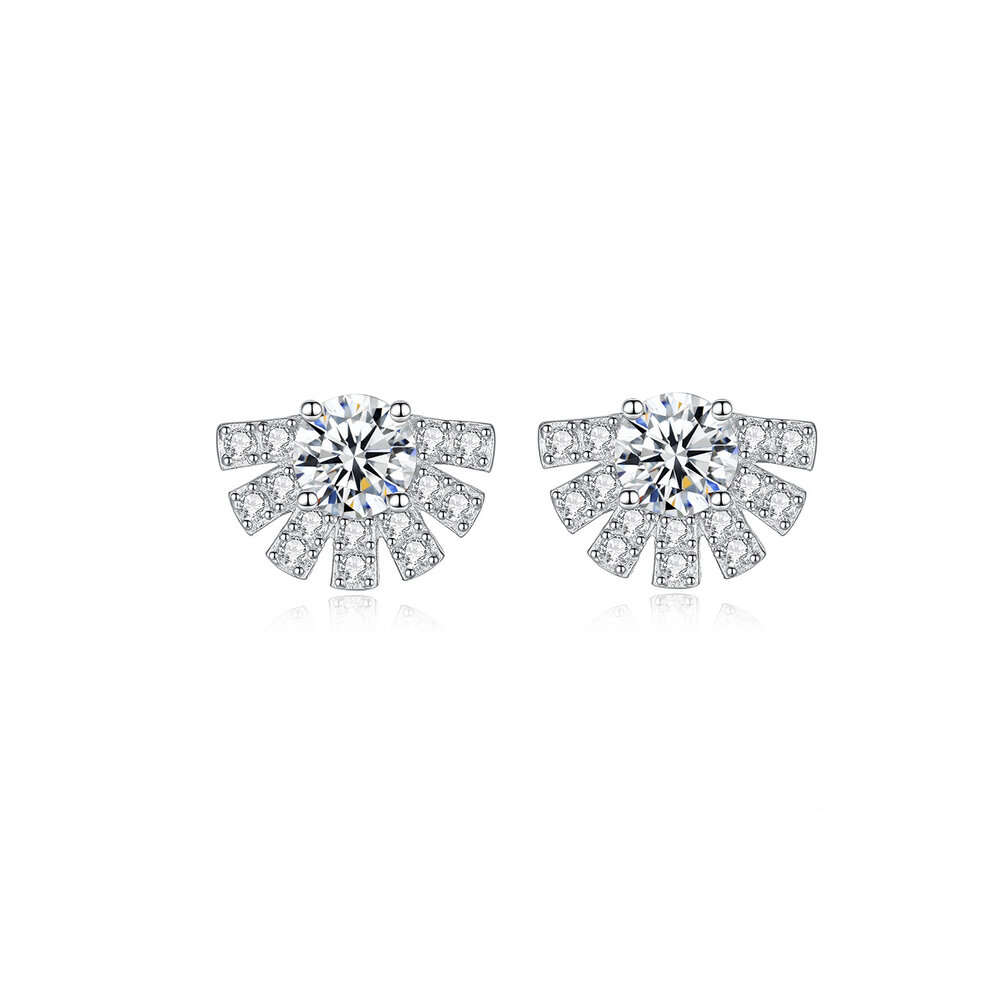 Simple Series Daily Geometric Shape 925 Sterling Silver Color Rhodium Plating Women's Moissanite Earrings