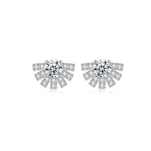 Simple Series Daily Geometric Shape 925 Sterling Silver Color Rhodium Plating Women's Moissanite Earrings h5