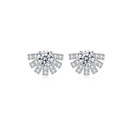 Simple Series Daily Geometric Shape 925 Sterling Silver Color Rhodium Plating Women's Moissanite Earrings