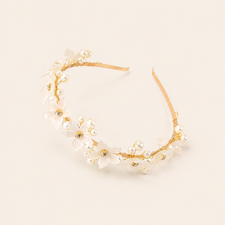 Romantic Series Elegant Flower Acrylic Rhinestone Artificial Pearl Hair Bands 2