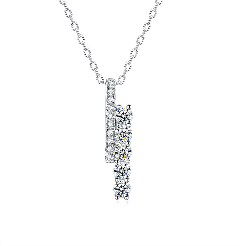 Simple Series Elegant Patchwork 925 Sterling Silver Color Rhodium Plating  Women's Moissanite   Necklaces h5 