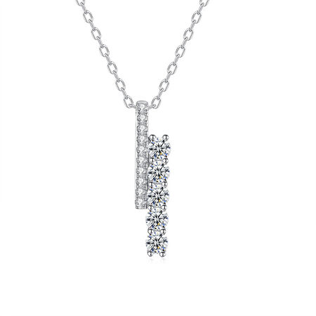 Simple Series Elegant Patchwork 925 Sterling Silver Color Rhodium Plating Women's Moissanite Necklaces