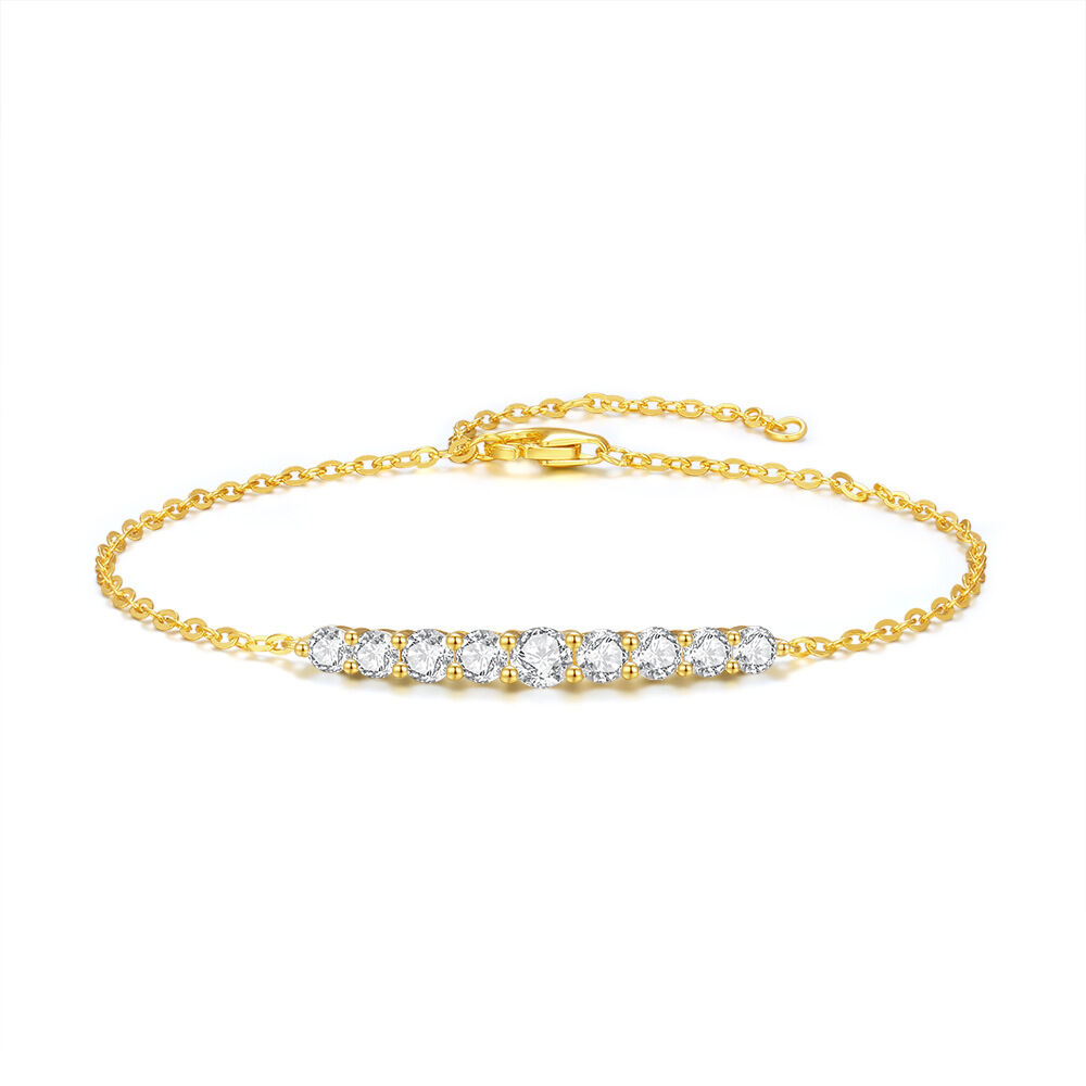 Simple Series Elegant Chain 925 Sterling Silver Color   Gold Color   Women's Moissanite Bracelets