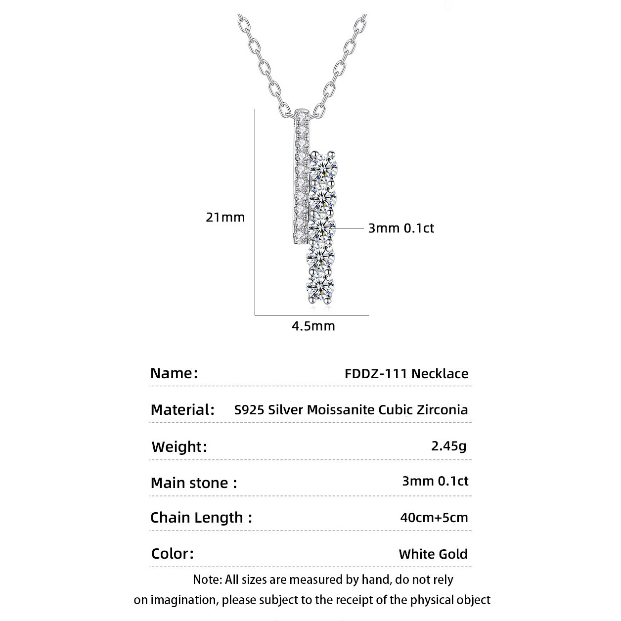 Simple Series Elegant Patchwork 925 Sterling Silver Color Rhodium Plating  Women's Moissanite   Necklaces Picture5