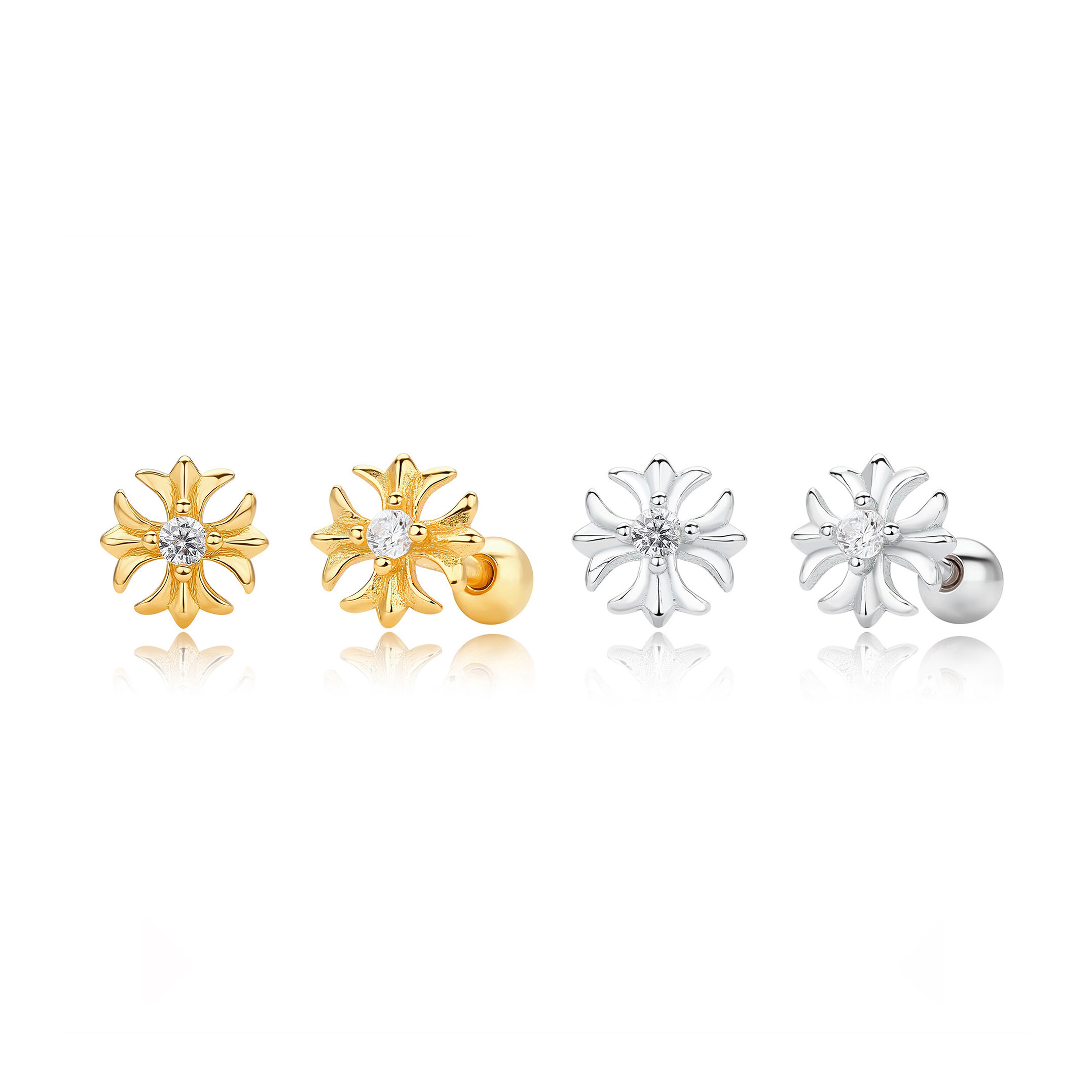 Elegantes Pendientes De Mujer De Plata De Ley 925 Con Forma Geométrica Irregular Y Baño De Rodio.