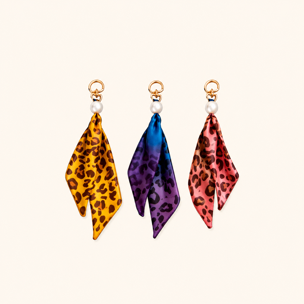 Simple Series Retro Solid Color Leopard Print Gradient Color Fabric Bag Charms h5Picture2