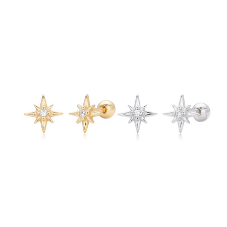 Simple Series Daily Star Rhodium Plating Women's 925 Sterling Silver Color Earrings