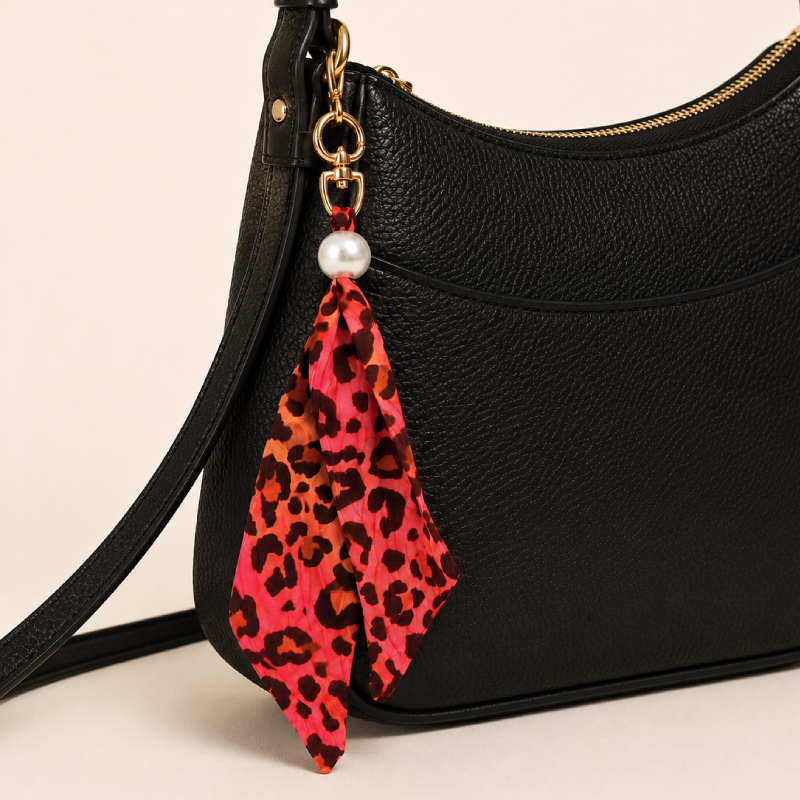 Simple Series Retro Solid Color Leopard Print Gradient Color Fabric Bag Charms