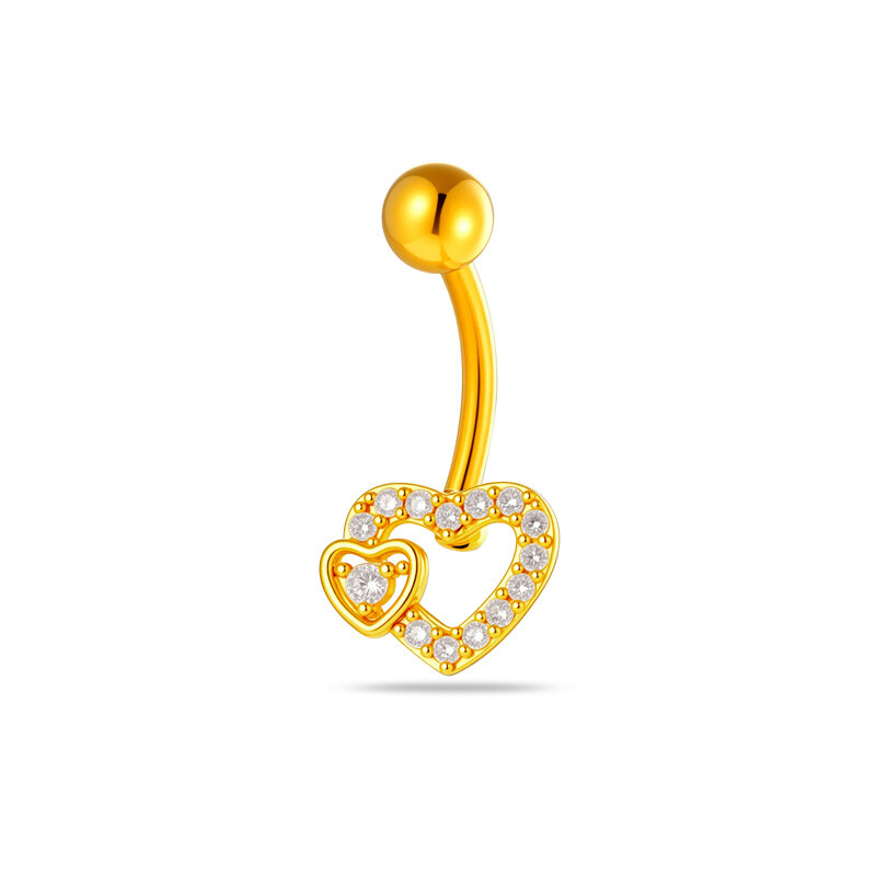 Piercings De Nombril En Zircon Couleur Cuivre Doré, Série Simple : Fleur, Cœur, Feuille, Papillon h5 