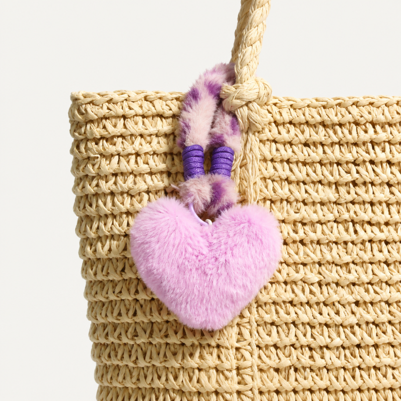 Romantic Series Daily Heart Solid Color Leopard Print Polyester Bag Charms h5Picture3