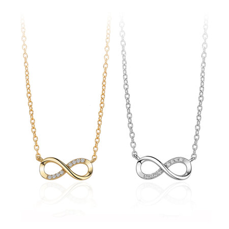 Simple Series Daily Infinity Rhodium Plating Women's 925 Sterling Silver Color Necklaces