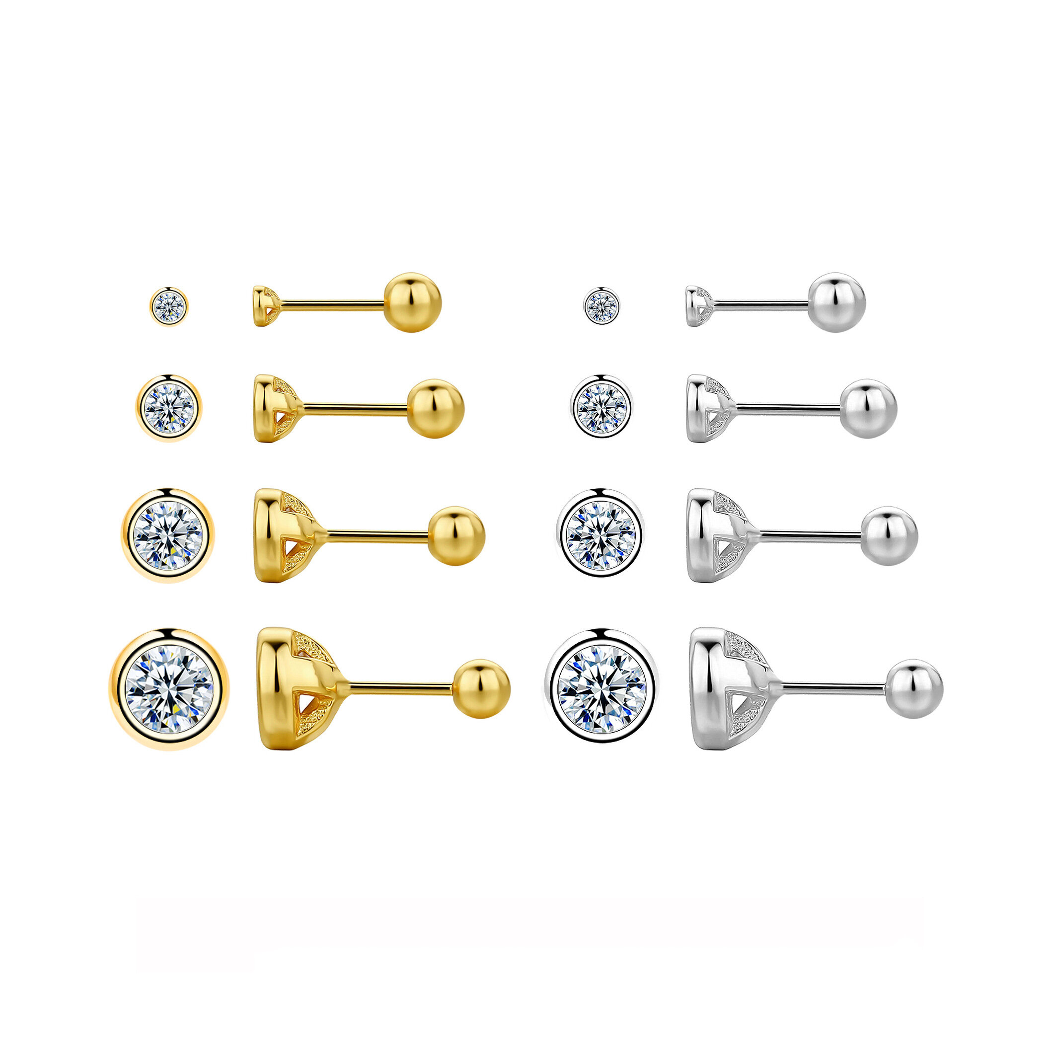 Simple Series Daily Irregular Shape  Rhodium Plating Zircon Women's 925 Sterling Silver Color Earrings
