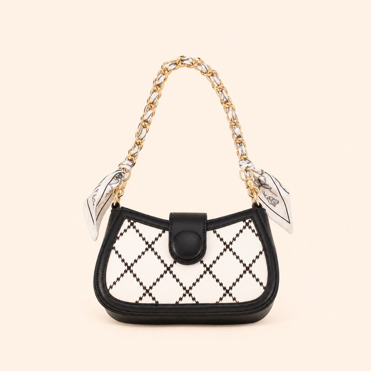 Eenvoudige Serie Casual Gestreepte Stoffen Tas Met Gemengde Kleuren, Bladmotief En Geometrische Vormen. Afbeelding2