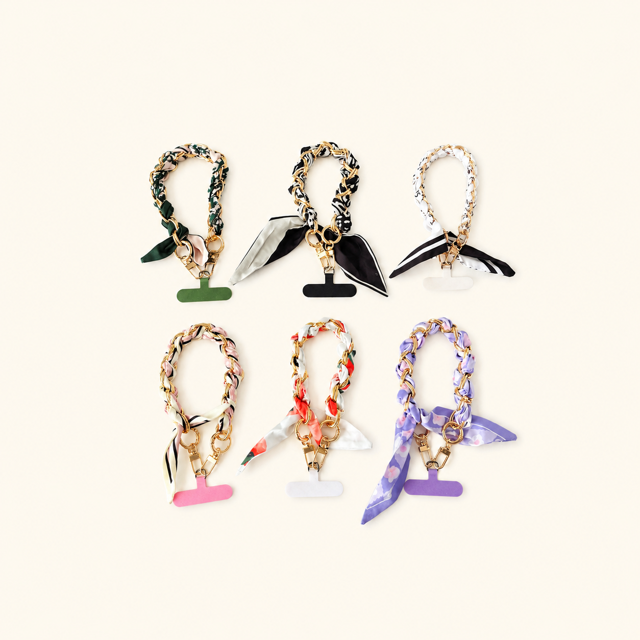 Simple Series Casual Flower Leopard Print Stripe Plaid Polka Dots Chain Woven Gradient Color Fabric Phone Chain Picture2