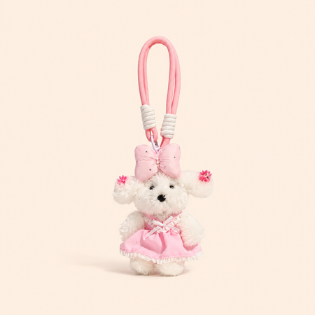 Luxurious Series Cute Animal Bow Knot Cartoon Mixed Color Fabric Bag Charms