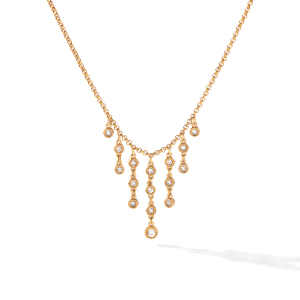 Tassel Stainless Steel Waterproof Gold Color Zircon Women's Pendant Necklaces h5