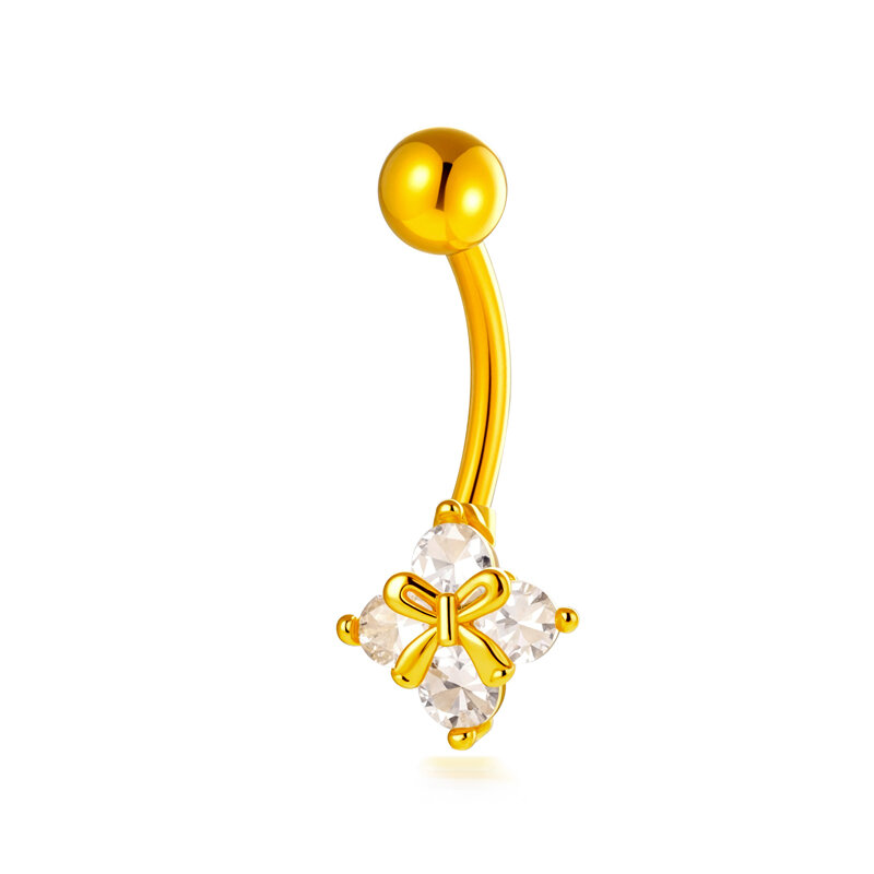 Piercings De Nombril En Zircon Couleur Cuivre Et Or, Motif Fleur, Cœur, Nœud Papillon Et Ailes, Série Simple h5 