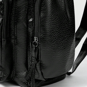 Mochila De Mujer De Pu De Alta Calidad Con Detalles Metálicos, Remaches Cruzados Y Estilo Casual. h5 Imagen4