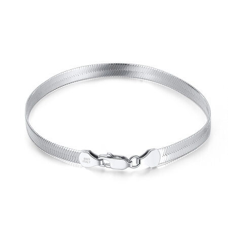 Simple Series Daily Chain Rhodium Plating Women's 925 Sterling Silver Color Bracelets