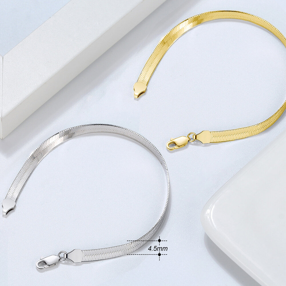 Bracelet En Argent Sterling 925 Plaqué Rhodium, Collection Simple Series Daily Chain Pour Femme h5Image2