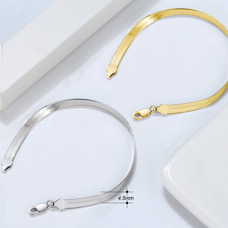 Simple Series Daily Chain Rhodium Plating Women's 925 Sterling Silver Color Bracelets 2