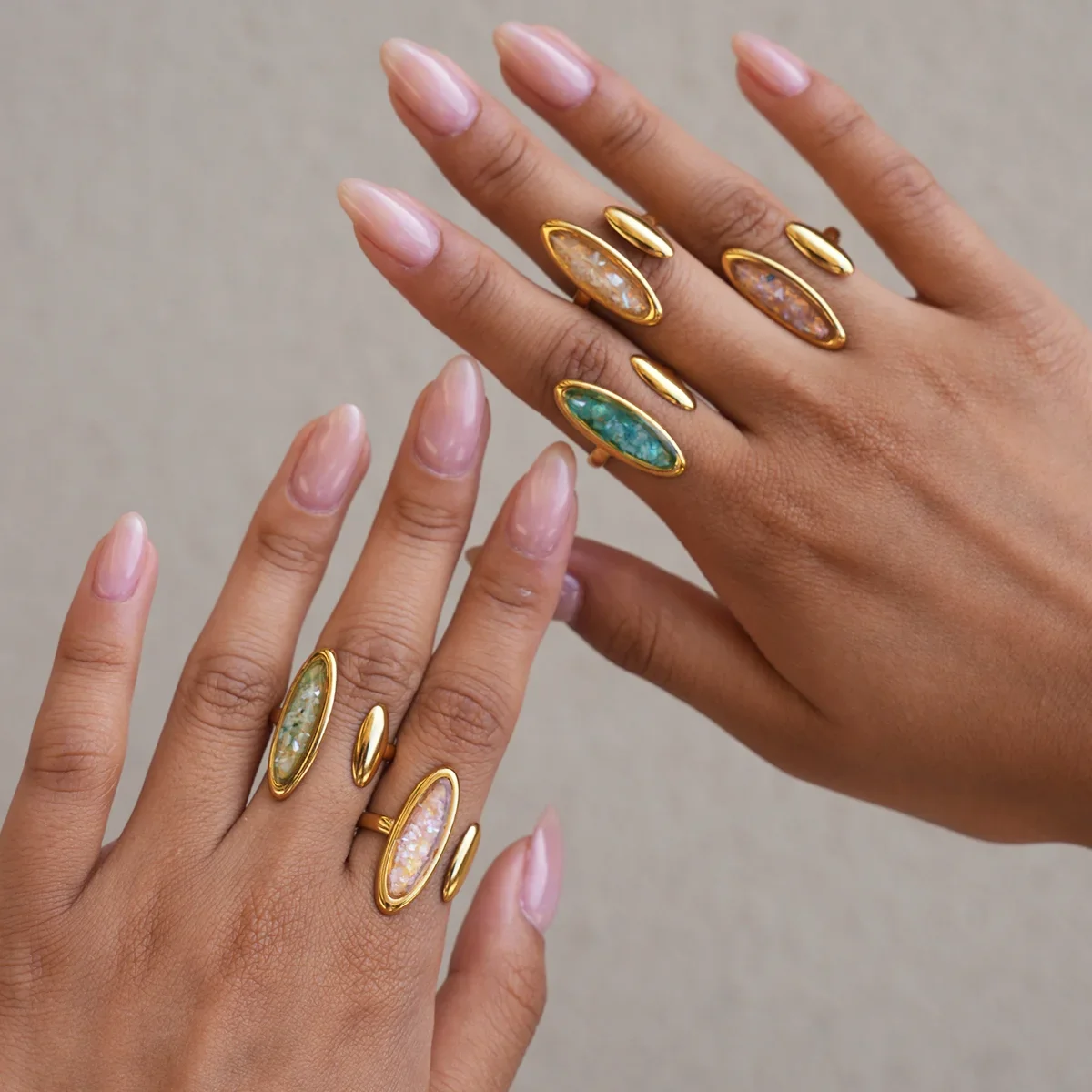 Simple Series Daily Irregular Shape Stainless Steel Waterproof   Gold Color  Statement Rings h5 Picture2