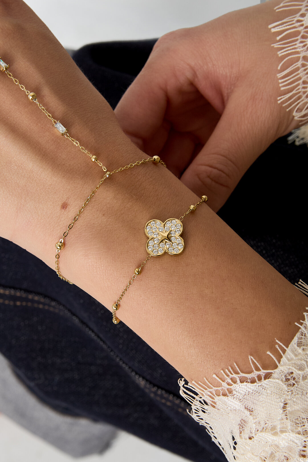 Pulseras de acero inoxidable con dijes Clover Simple Daily Simple Series Joyería para mujer 2