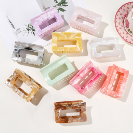 Pinzas Para El Cabello De Acetato Con Degradado De Color Sólido De La Serie Simple Daily