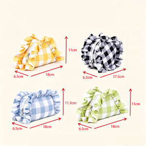 Bolsas De Maquillaje De Poliéster Con Estampado A Cuadros Sencillos De La Serie Sweet Plaid h5 Imagen7