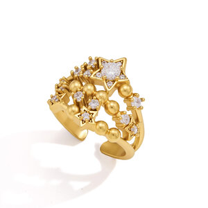 Anillos De Mujer De Lujo Con Forma Irregular, De Acero Inoxidable Y Color Dorado, De La Serie Punk. h5 Imagen5
