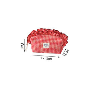 Bolsas De Maquillaje De Algodón Con Estampado A Cuadros Sencillos De La Serie Sweet Plaid h5 Imagen4