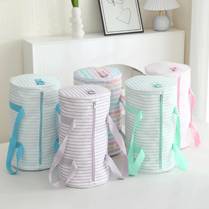 Bolsos Redondos De Lona Para Mujer, Estilo Deportivo, Con Estampado De Rayas Y Colores Variados. h5 Imagen3
