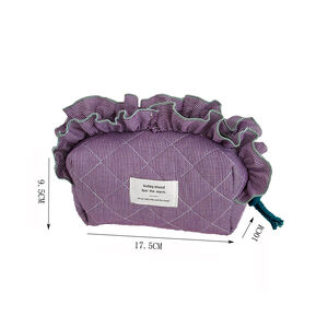 Bolsas De Maquillaje De Algodón Con Estampado A Cuadros Sencillos De La Serie Sweet Plaid h5 Imagen3